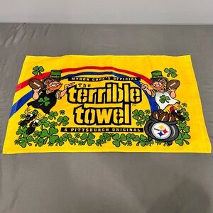 Pittsburgh Steelers Terrible Towel Leprechaun St. Patrick’s Day Rare 25x15”